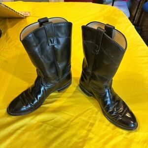 Roy Cooper Cowboy Boots Black Leather Men’s 7.5 M Western Made in USA